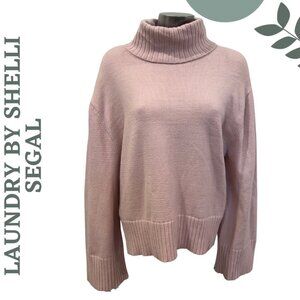 Laundry by Shelli Segal Light Pink Turtleneck Sweater Ribbed Pullover Medium